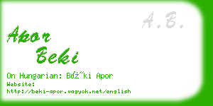 apor beki business card